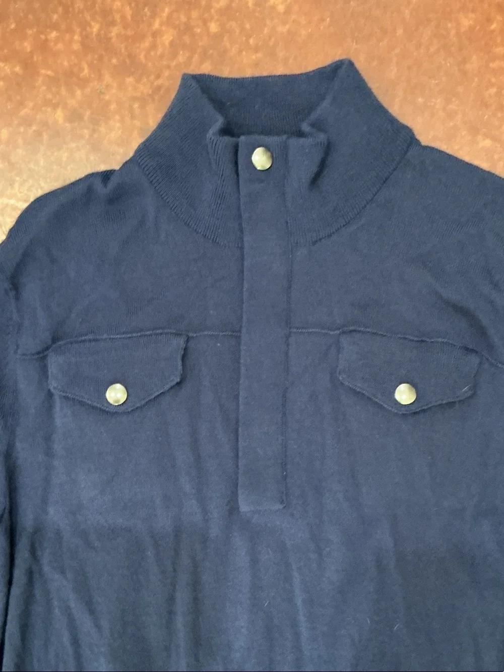 Banana Republic Navy Half-Zip Mock Neck Sweater